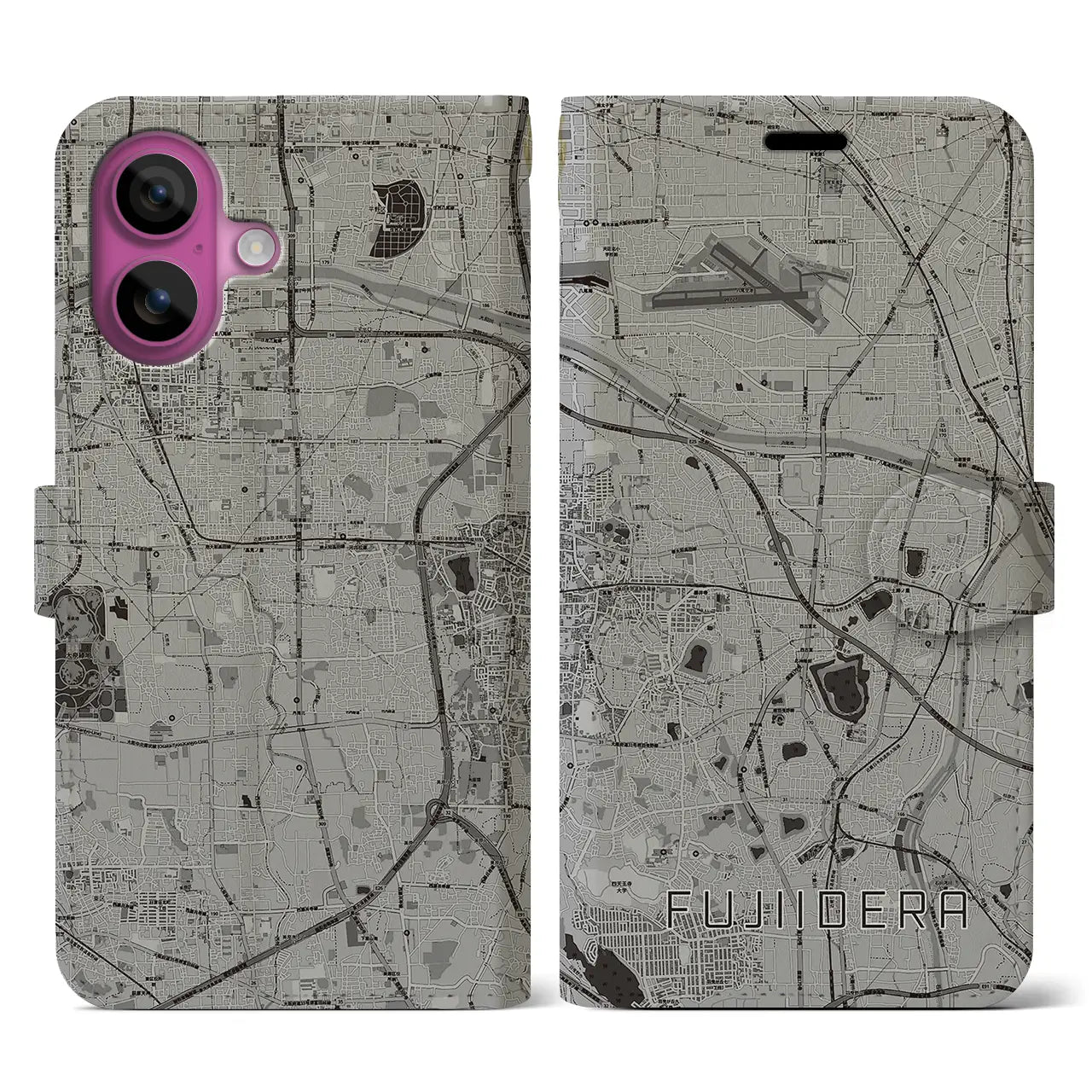 【藤井寺（大阪府）】地図柄iPhoneケース（手帳タイプ）