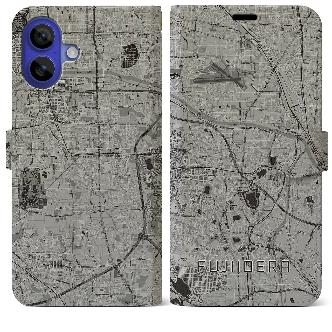 【藤井寺（大阪府）】地図柄iPhoneケース（手帳タイプ）