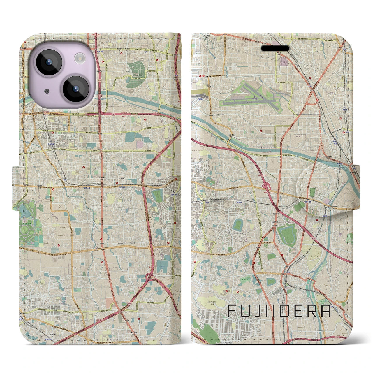 【藤井寺（大阪府）】地図柄iPhoneケース（手帳タイプ）