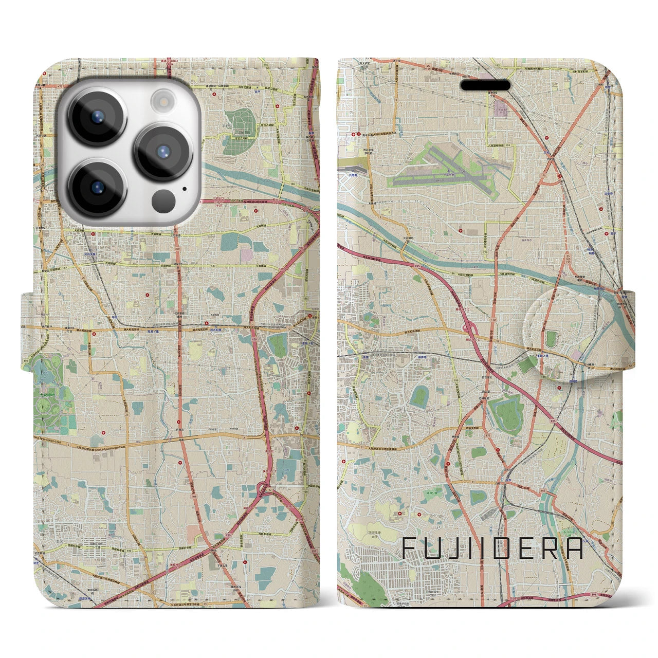 【藤井寺（大阪府）】地図柄iPhoneケース（手帳タイプ）