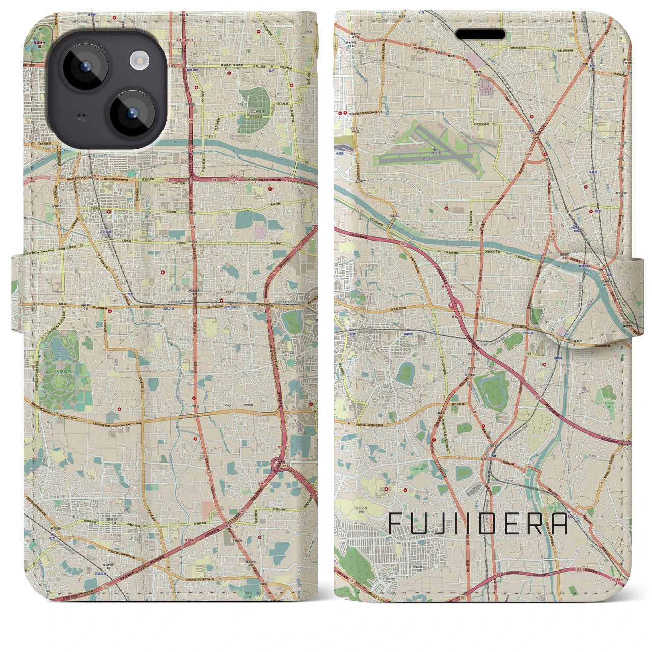 【藤井寺（大阪府）】地図柄iPhoneケース（手帳タイプ）