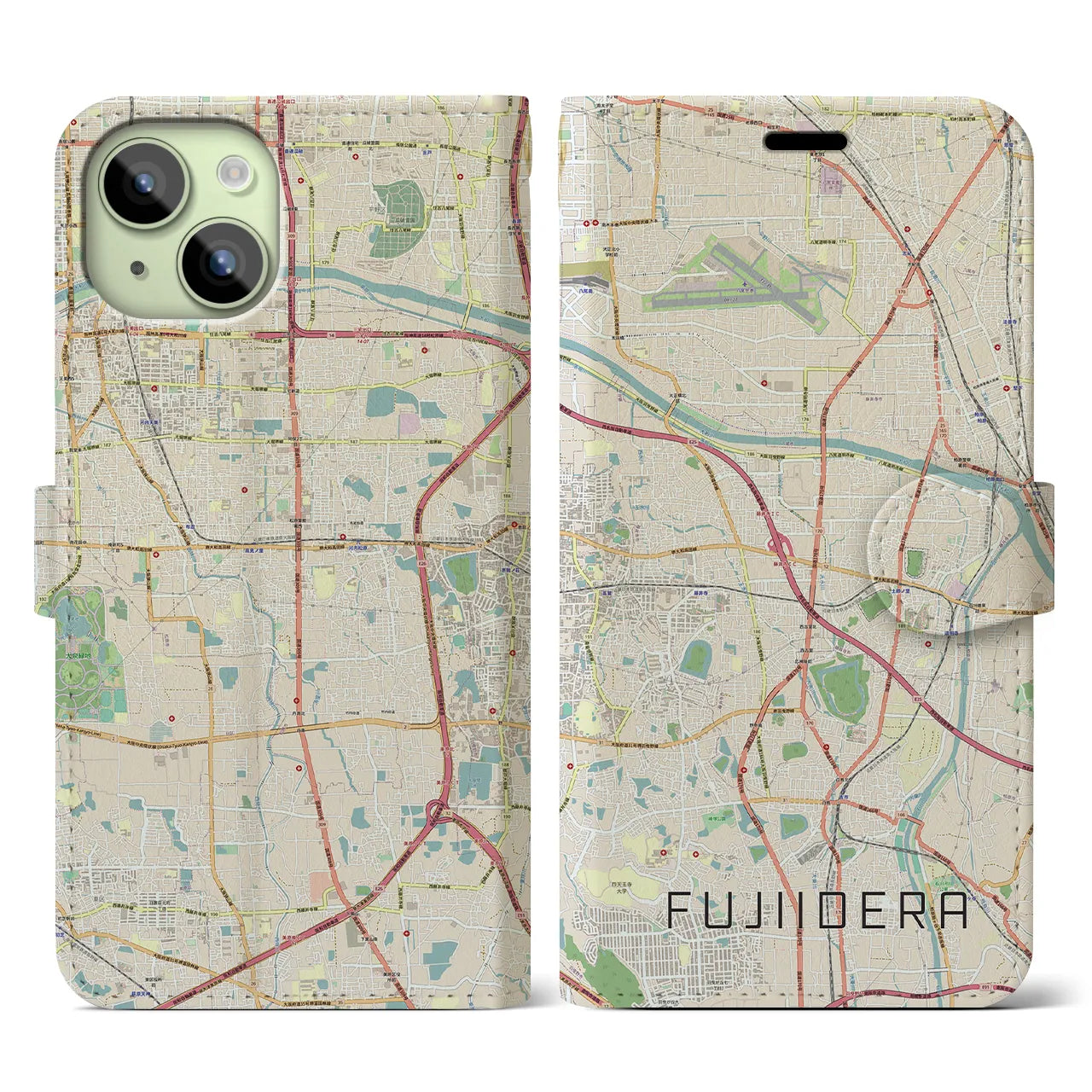 【藤井寺（大阪府）】地図柄iPhoneケース（手帳タイプ）