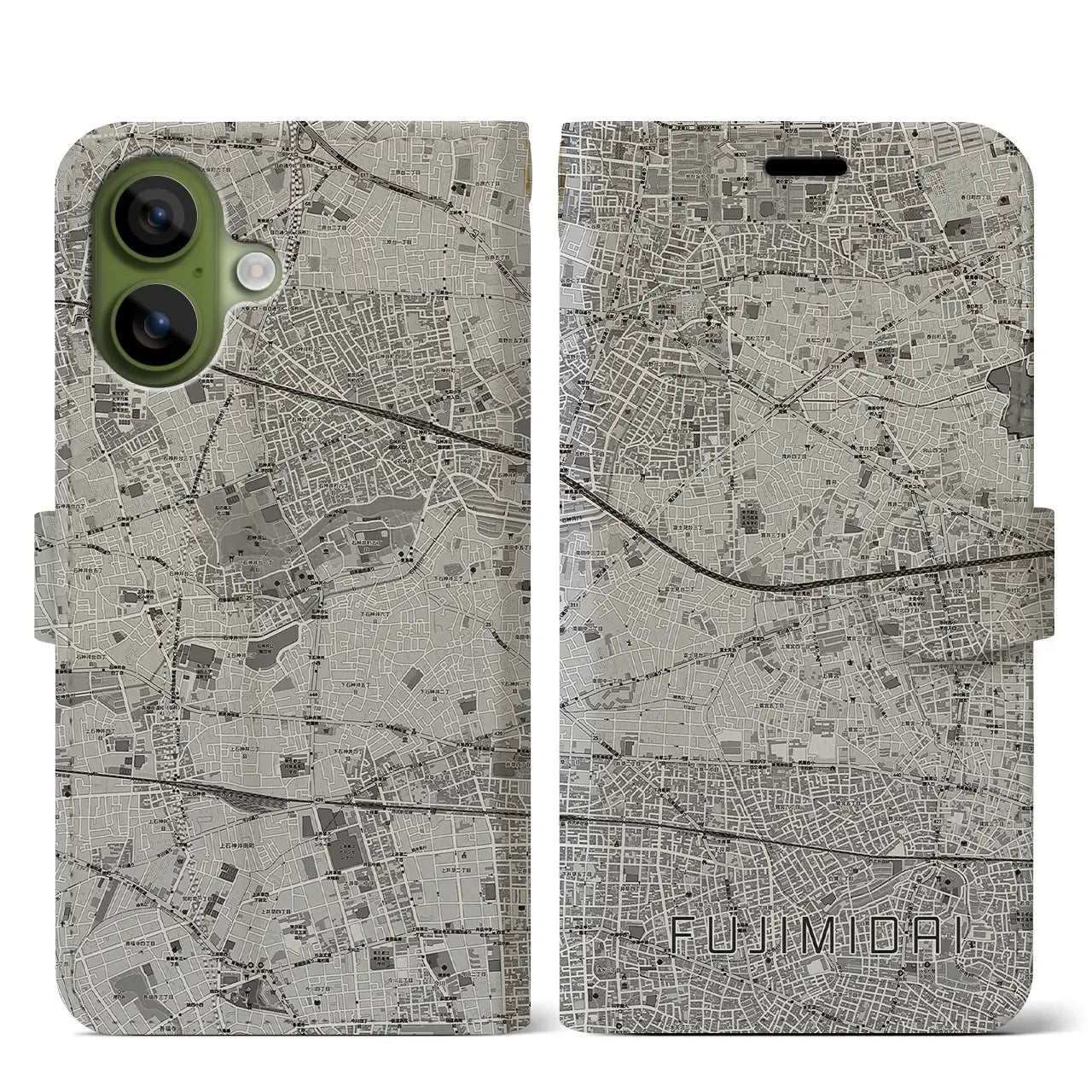 【富士見台（東京都）】地図柄iPhoneケース（手帳タイプ）
