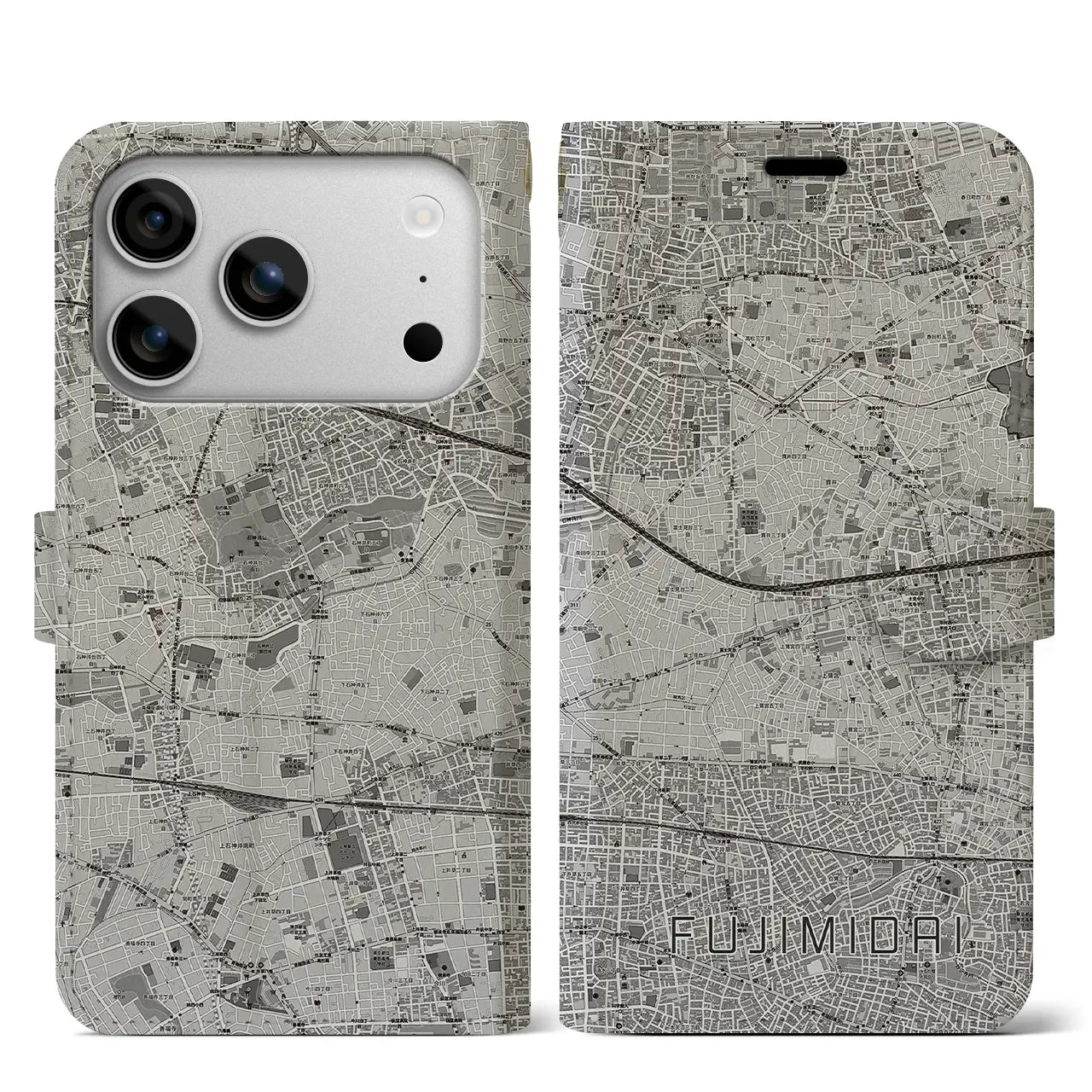 【富士見台（東京都）】地図柄iPhoneケース（手帳タイプ）