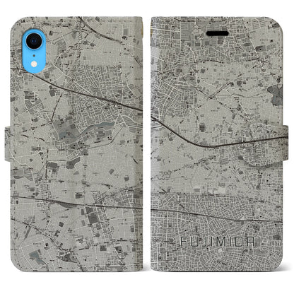 【富士見台（東京都）】地図柄iPhoneケース（手帳タイプ）モノトーン・iPhone XR 用
