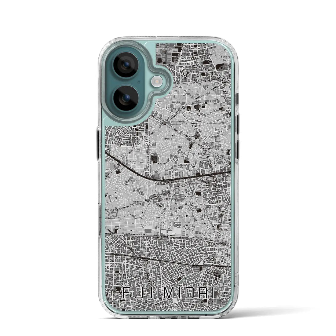 【富士見台（東京都）】地図柄iPhoneケース（MagSafeタイプ）モノトーン・iPhone 16 Pro 用