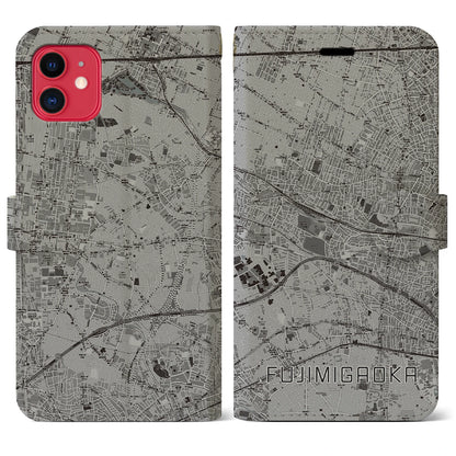 【富士見ヶ丘（東京都）】地図柄iPhoneケース（手帳タイプ）モノトーン・iPhone 11 用