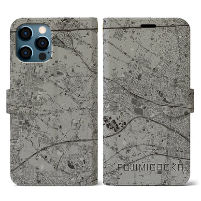 【富士見ヶ丘（東京都）】地図柄iPhoneケース（手帳タイプ）モノトーン・iPhone 12 / 12 Pro 用