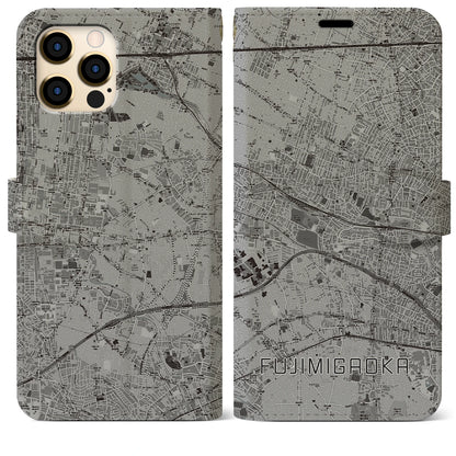 【富士見ヶ丘（東京都）】地図柄iPhoneケース（手帳タイプ）モノトーン・iPhone 12 Pro Max 用
