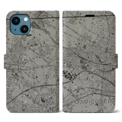 【富士見ヶ丘（東京都）】地図柄iPhoneケース（手帳タイプ）モノトーン・iPhone 13 用