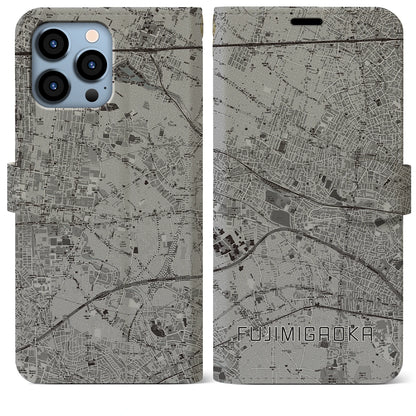【富士見ヶ丘（東京都）】地図柄iPhoneケース（手帳タイプ）モノトーン・iPhone 13 Pro Max 用