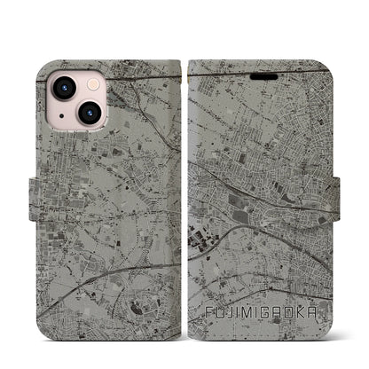 【富士見ヶ丘（東京都）】地図柄iPhoneケース（手帳タイプ）モノトーン・iPhone 13 mini 用