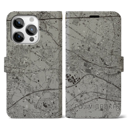 【富士見ヶ丘（東京都）】地図柄iPhoneケース（手帳タイプ）モノトーン・iPhone 14 Pro 用