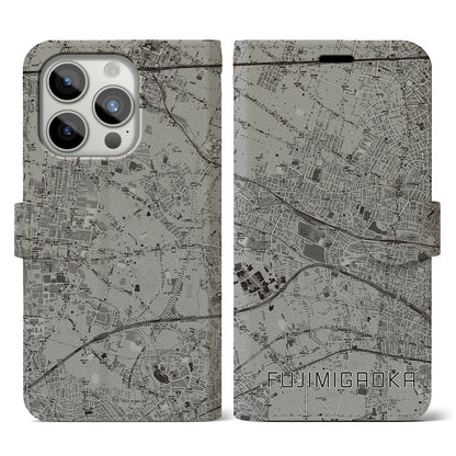 【富士見ヶ丘（東京都）】地図柄iPhoneケース（手帳タイプ）モノトーン・iPhone 15 Pro 用
