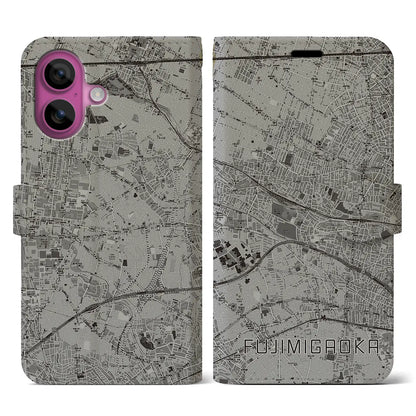 【富士見ヶ丘（東京都）】地図柄iPhoneケース（手帳タイプ）モノトーン・iPhone 16 Pro 用