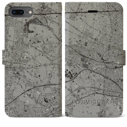 【富士見ヶ丘（東京都）】地図柄iPhoneケース（手帳タイプ）モノトーン・iPhone 8Plus /7Plus / 6sPlus / 6Plus 用