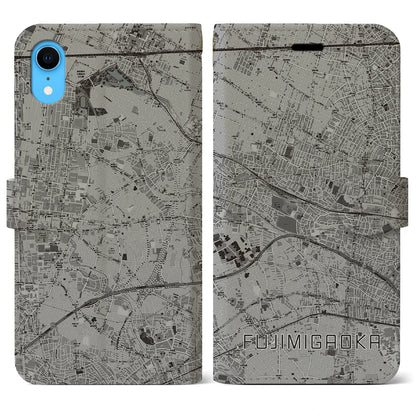 【富士見ヶ丘（東京都）】地図柄iPhoneケース（手帳タイプ）モノトーン・iPhone XR 用