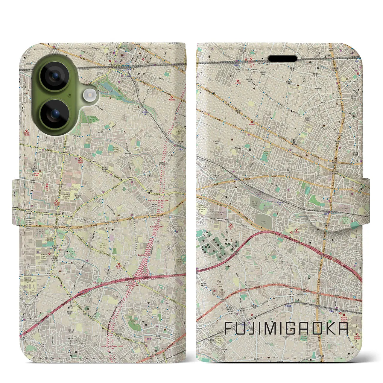 【富士見ヶ丘（東京都）】地図柄iPhoneケース（手帳タイプ）