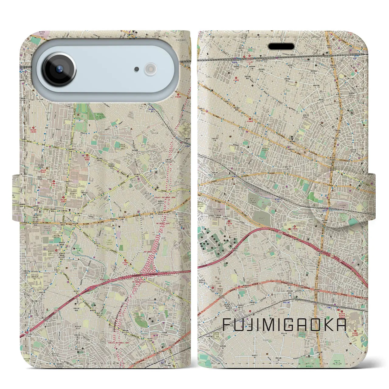 【富士見ヶ丘（東京都）】地図柄iPhoneケース（手帳タイプ）