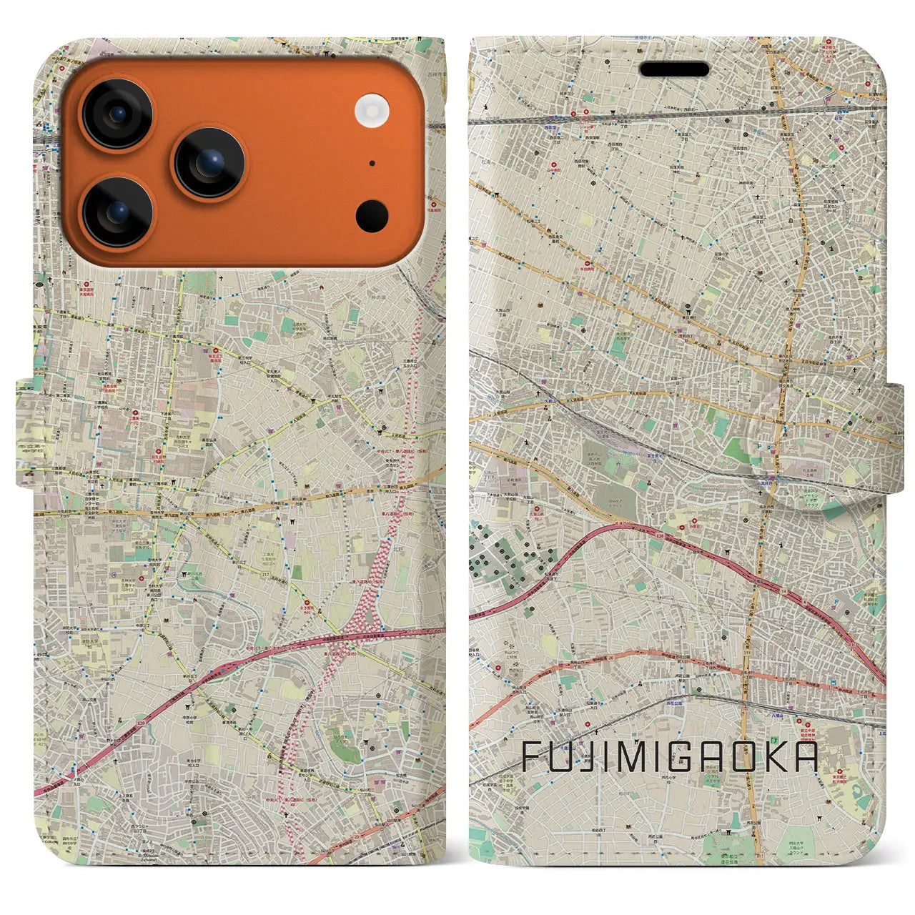 【富士見ヶ丘（東京都）】地図柄iPhoneケース（手帳タイプ）