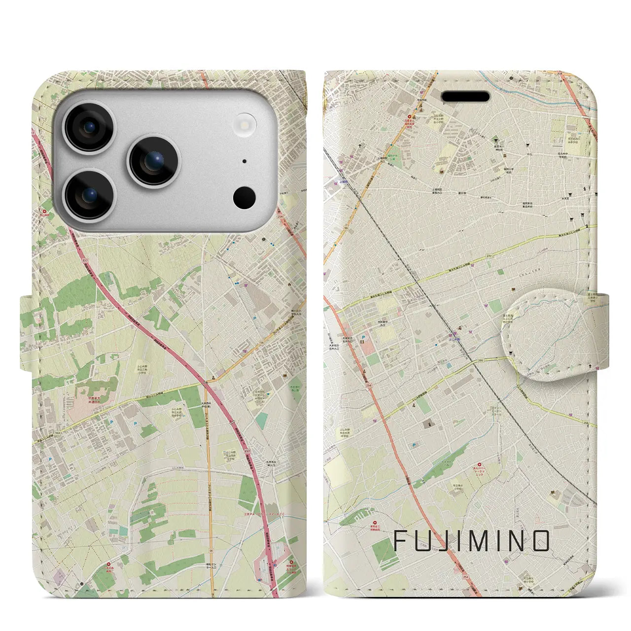 【ふじみ野（埼玉県）】地図柄iPhoneケース（手帳タイプ）
