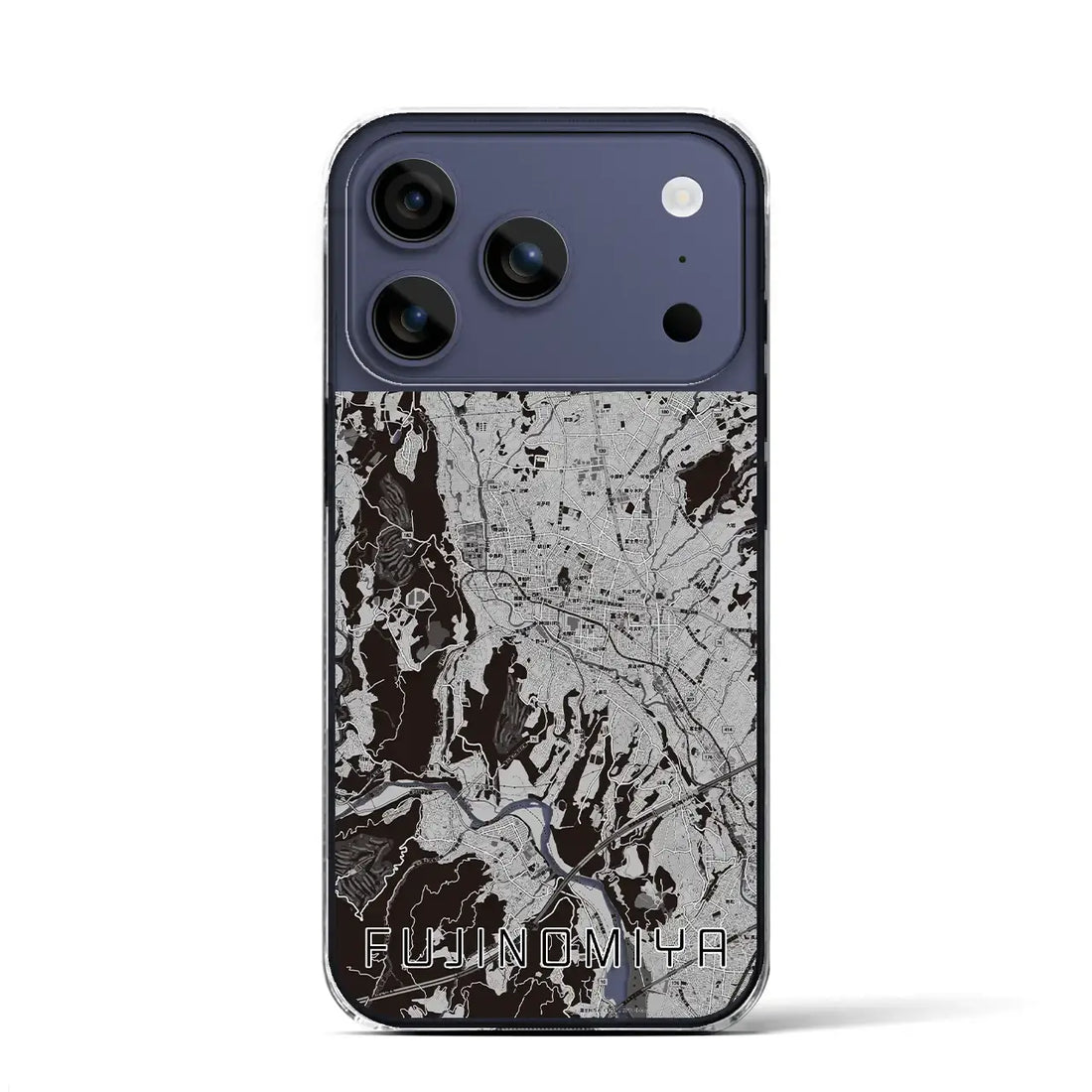 【富士宮(静岡県)】地図柄iPhoneケース(クリアタイプ)モノトーン・iPhone 17 Pro Max 用