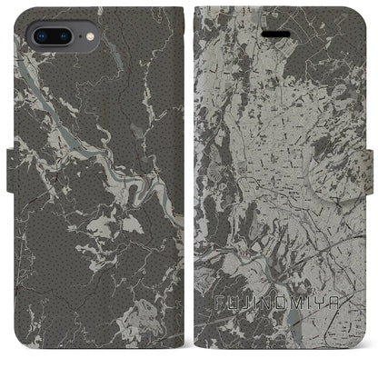 【富士宮（静岡県）】地図柄iPhoneケース（手帳タイプ）モノトーン・iPhone 8Plus /7Plus / 6sPlus / 6Plus 用