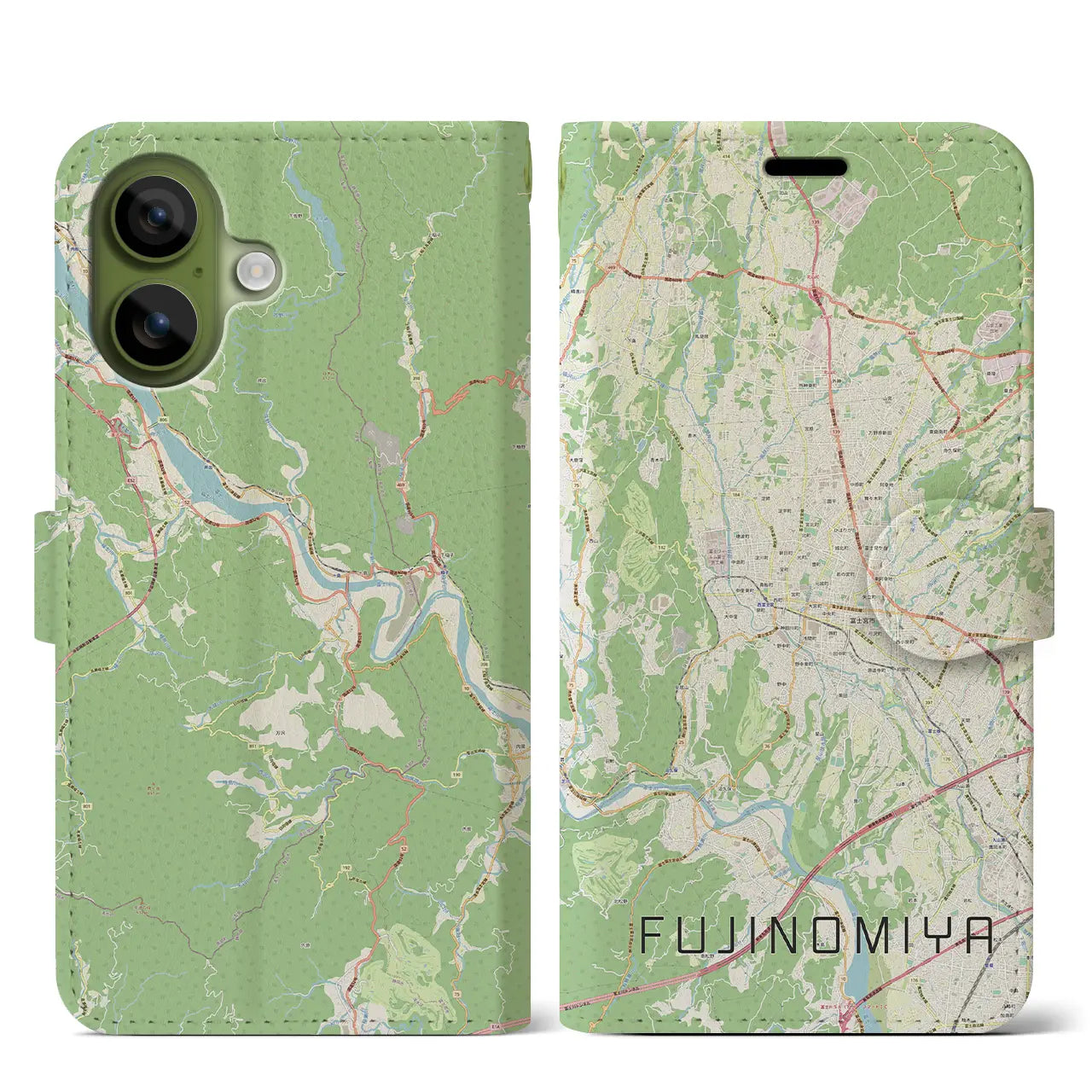 【富士宮（静岡県）】地図柄iPhoneケース（手帳タイプ）