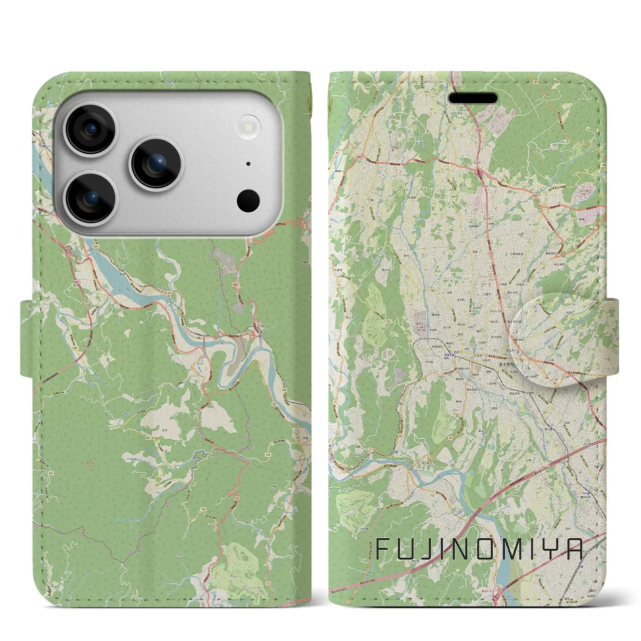 【富士宮（静岡県）】地図柄iPhoneケース（手帳タイプ）