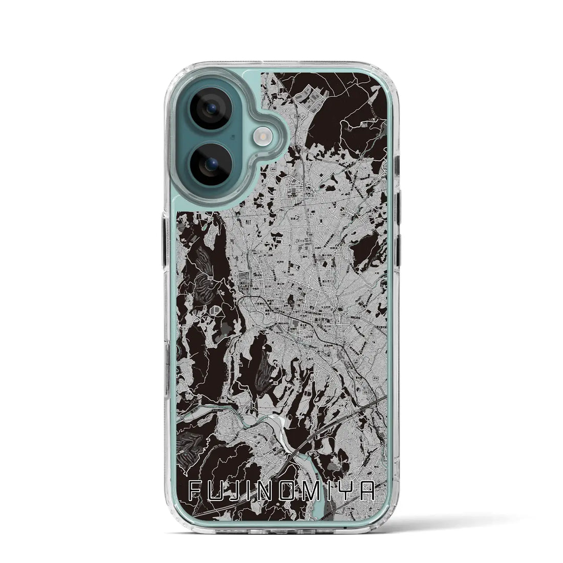 【富士宮（静岡県）】地図柄iPhoneケース（MagSafeタイプ）モノトーン・iPhone 16 Pro 用