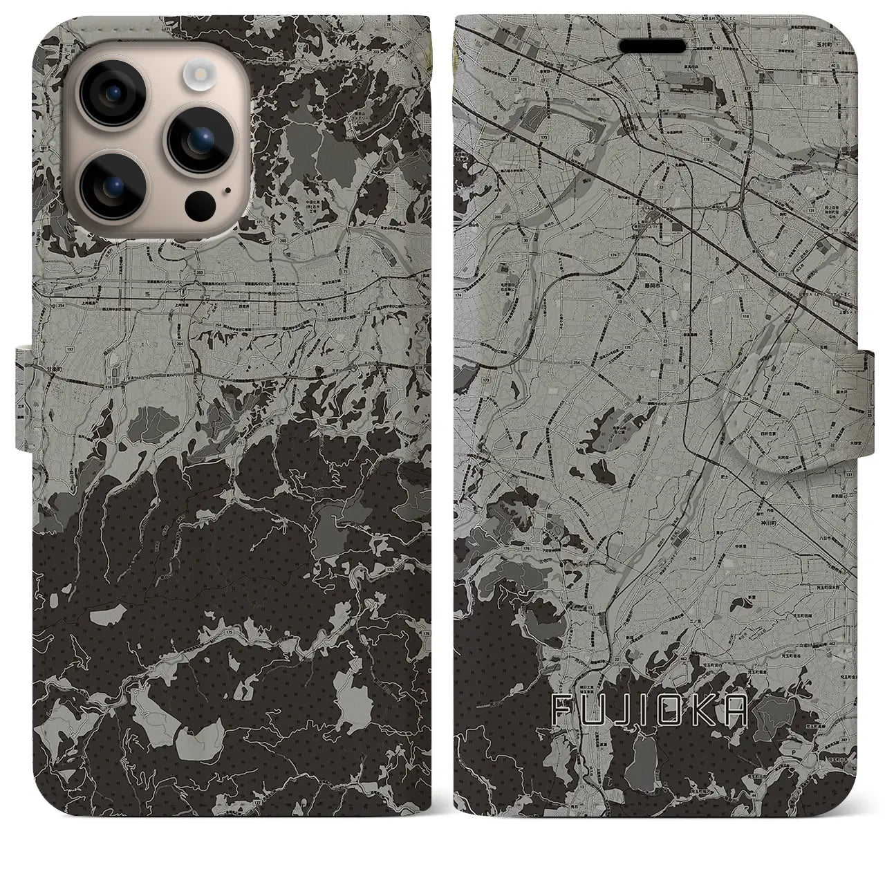 【藤岡（群馬県）】地図柄iPhoneケース（手帳タイプ）