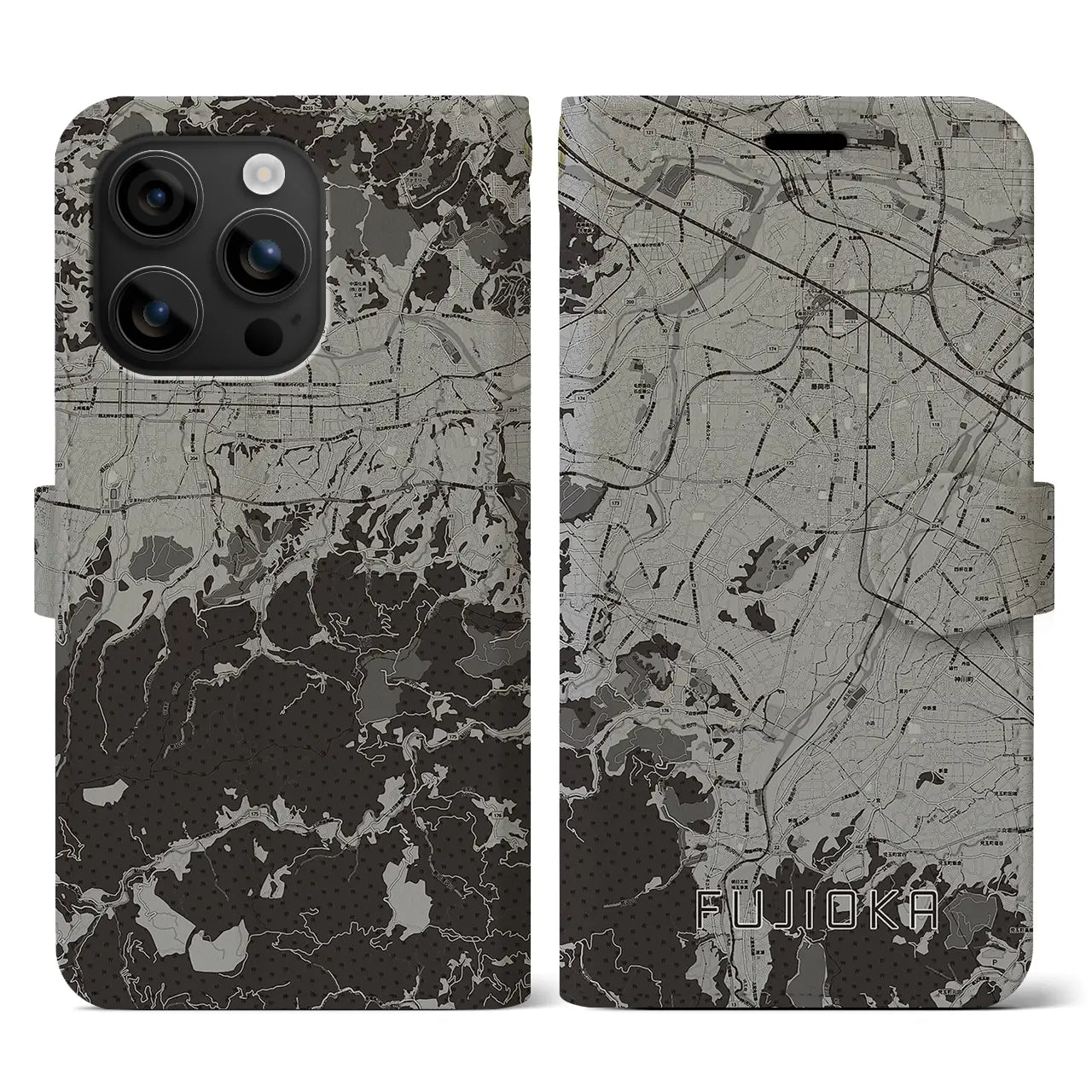 【藤岡（群馬県）】地図柄iPhoneケース（手帳タイプ）