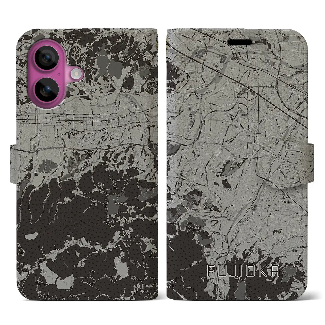 【藤岡（群馬県）】地図柄iPhoneケース（手帳タイプ）