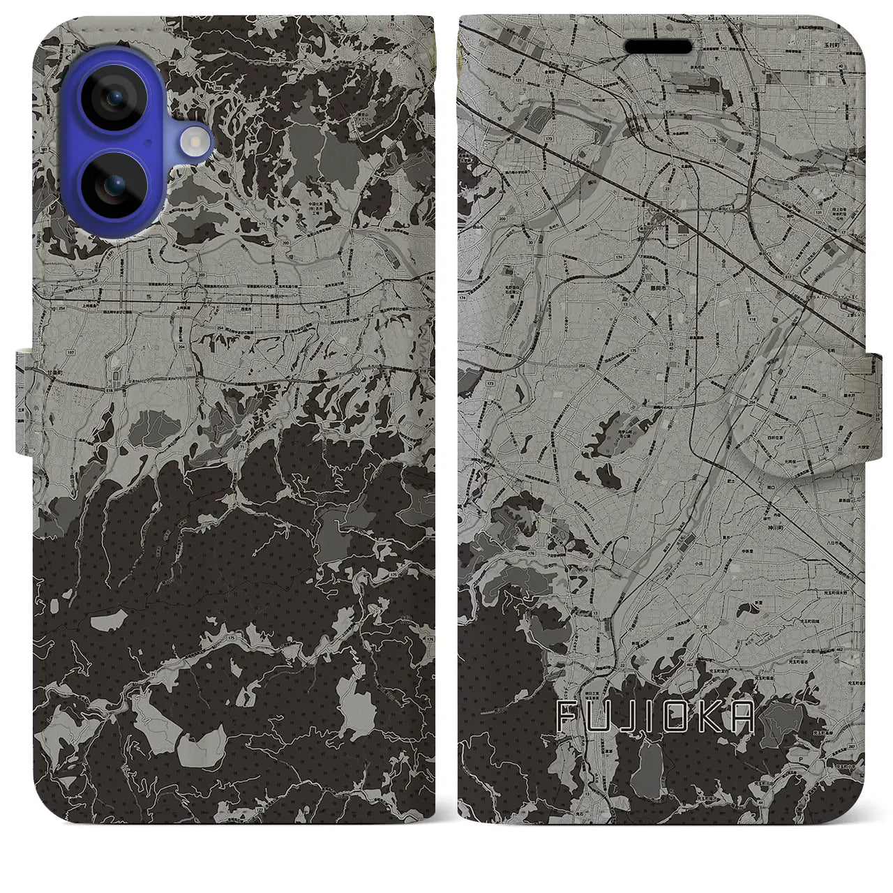 【藤岡（群馬県）】地図柄iPhoneケース（手帳タイプ）