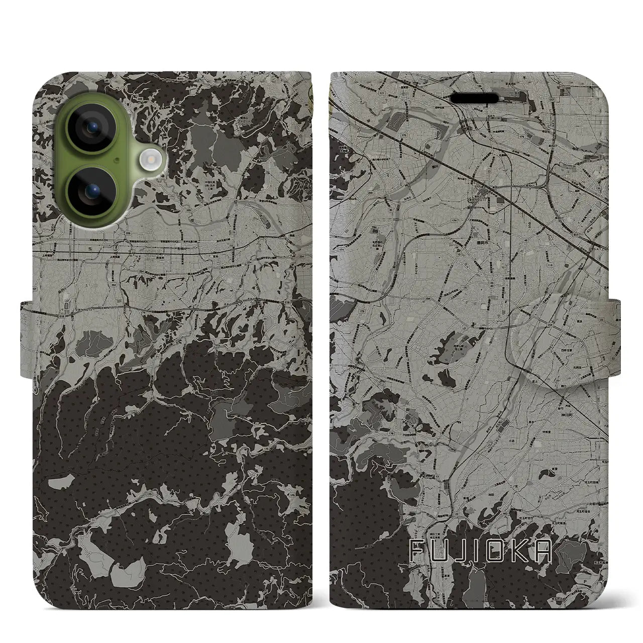 【藤岡（群馬県）】地図柄iPhoneケース（手帳タイプ）