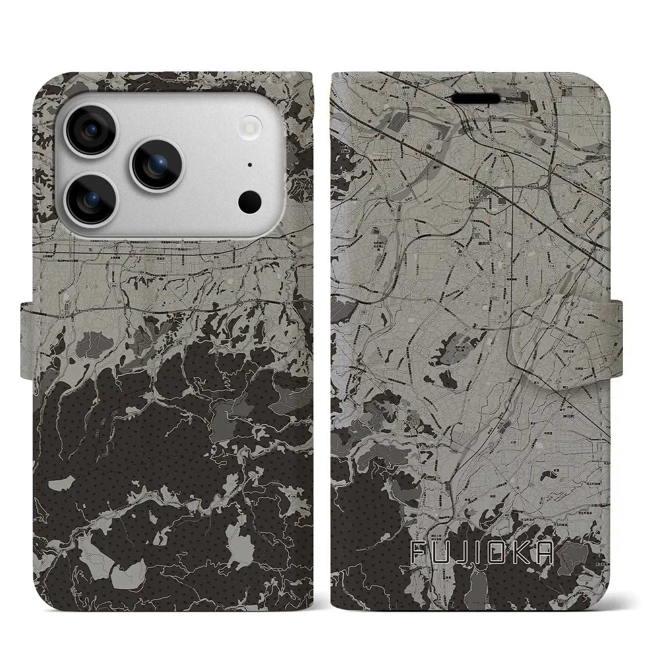 【藤岡（群馬県）】地図柄iPhoneケース（手帳タイプ）