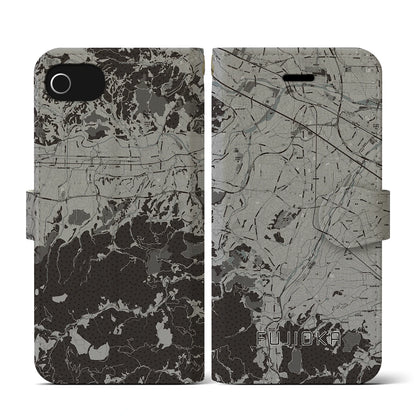【藤岡（群馬県）】地図柄iPhoneケース（手帳タイプ）モノトーン・iPhone SE（第3 / 第2世代） / 8 / 7 / 6s / 6 用