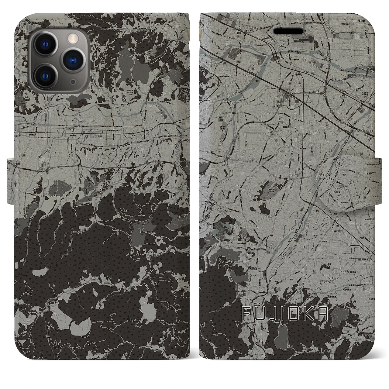 【藤岡（群馬県）】地図柄iPhoneケース（手帳タイプ）