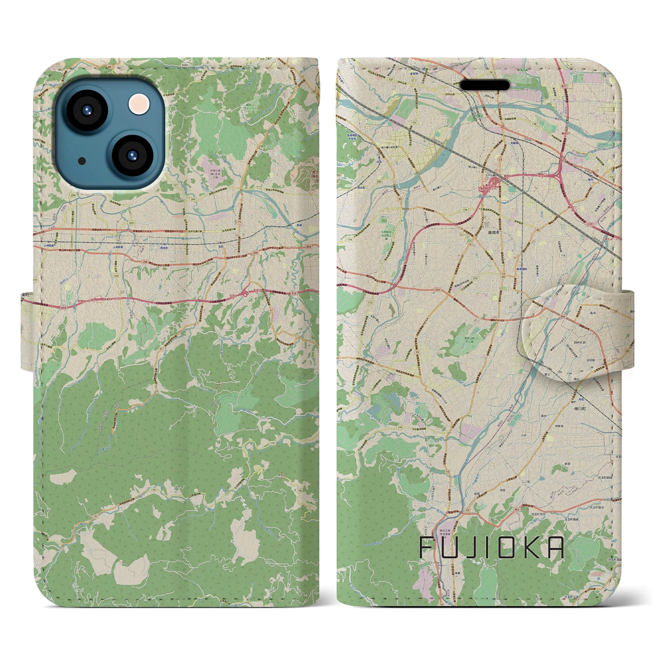 【藤岡（群馬県）】地図柄iPhoneケース（手帳タイプ）