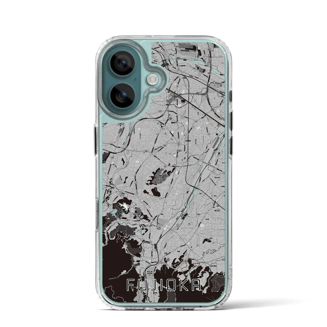 【藤岡（群馬県）】地図柄iPhoneケース（MagSafeタイプ）モノトーン・iPhone 16 Pro 用