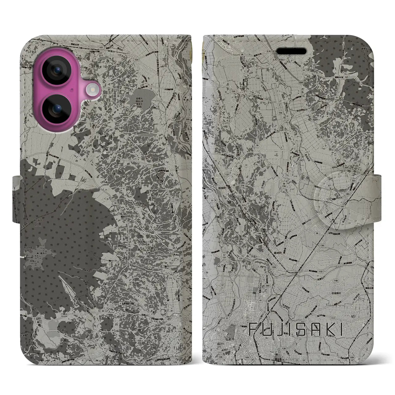 【藤崎（青森県）】地図柄iPhoneケース（手帳タイプ）