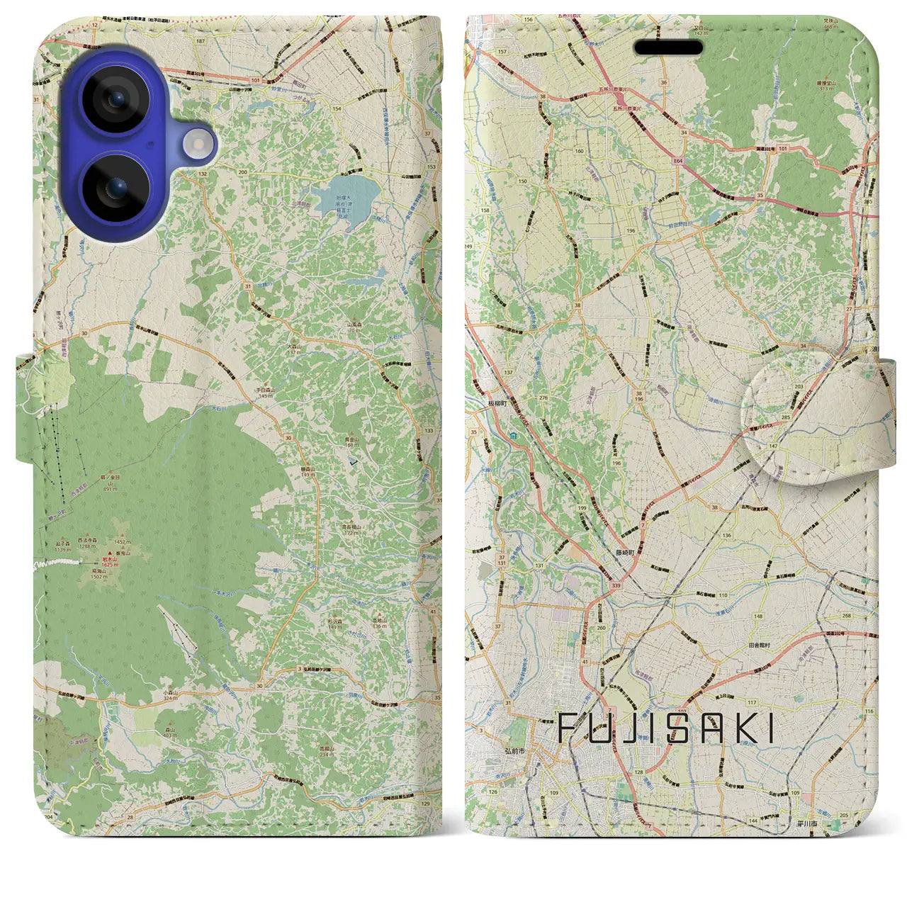 【藤崎（青森県）】地図柄iPhoneケース（手帳タイプ）