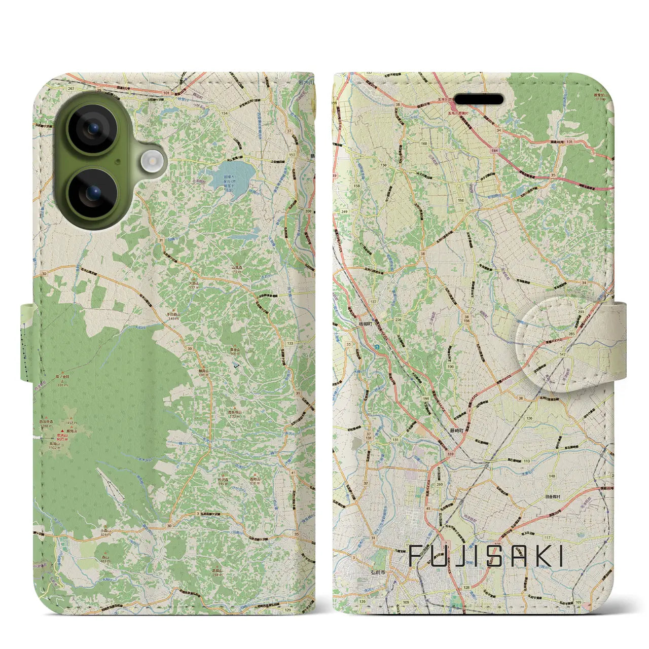 【藤崎（青森県）】地図柄iPhoneケース（手帳タイプ）