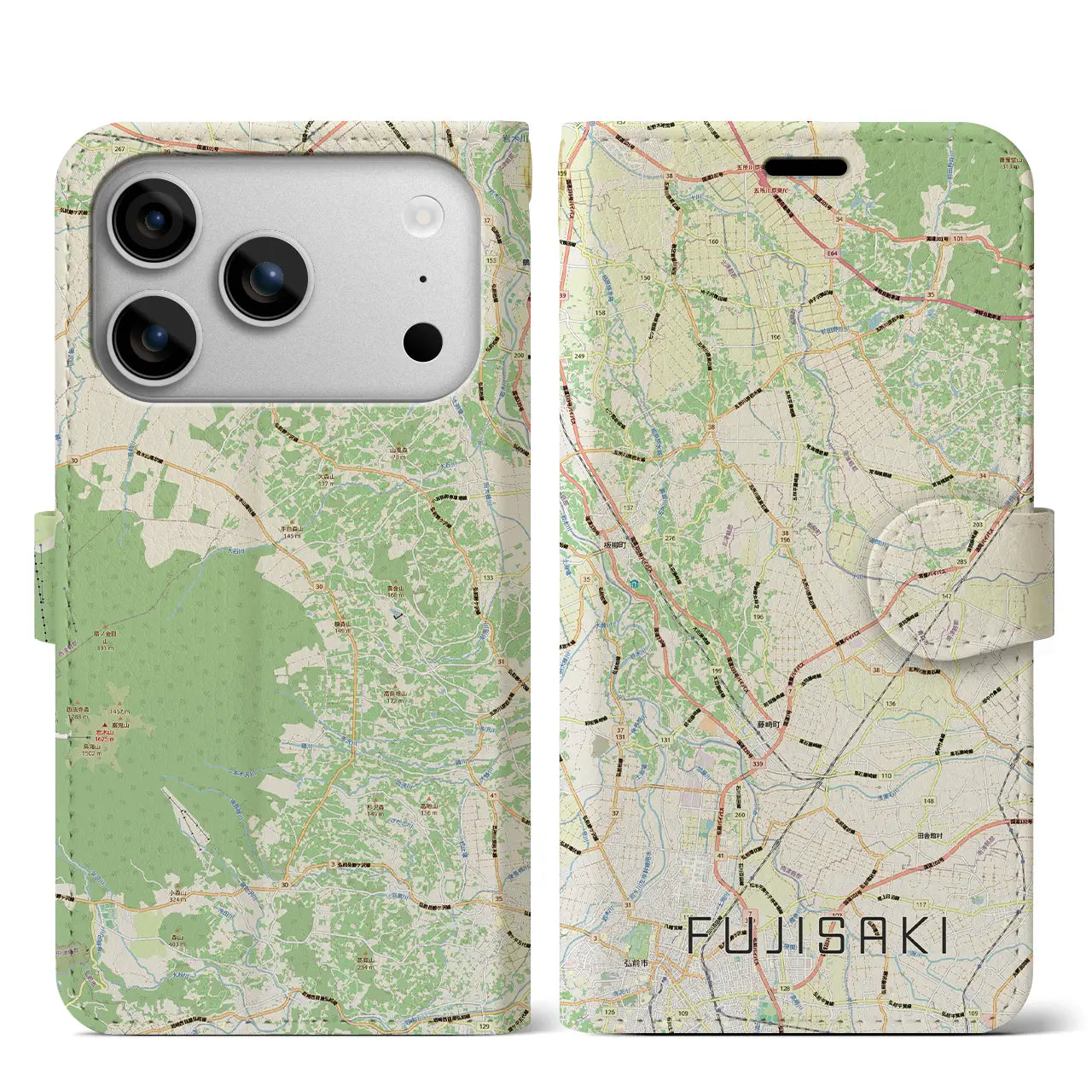 【藤崎（青森県）】地図柄iPhoneケース（手帳タイプ）