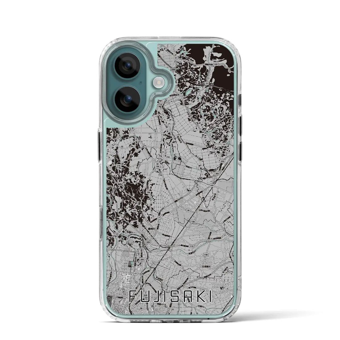 【藤崎（青森県）】地図柄iPhoneケース（MagSafeタイプ）モノトーン・iPhone 16 Pro 用