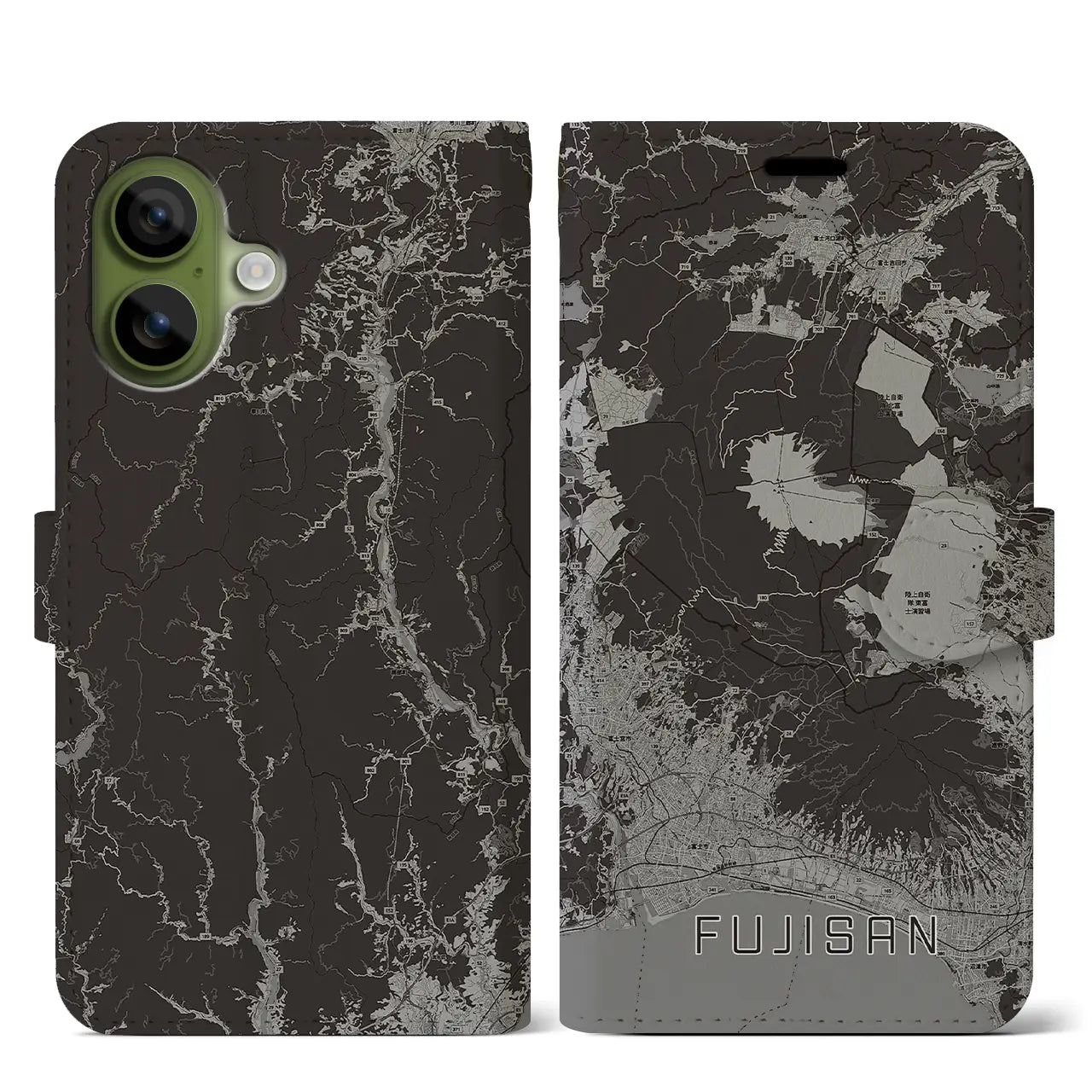 【富士山（静岡県）】地図柄iPhoneケース（手帳タイプ）