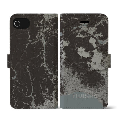【富士山（静岡県）】地図柄iPhoneケース（手帳タイプ）モノトーン・iPhone SE（第3 / 第2世代） / 8 / 7 / 6s / 6 用