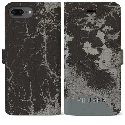 【富士山（静岡県）】地図柄iPhoneケース（手帳タイプ）モノトーン・iPhone 8Plus /7Plus / 6sPlus / 6Plus 用