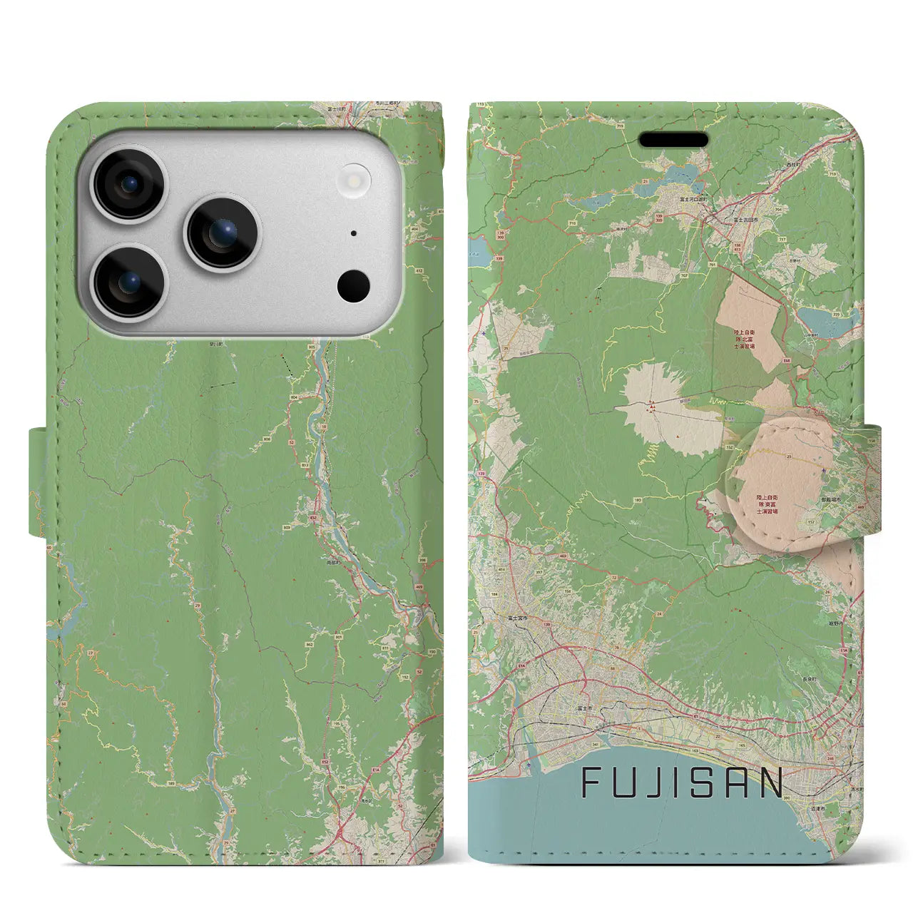 【富士山（静岡県）】地図柄iPhoneケース（手帳タイプ）