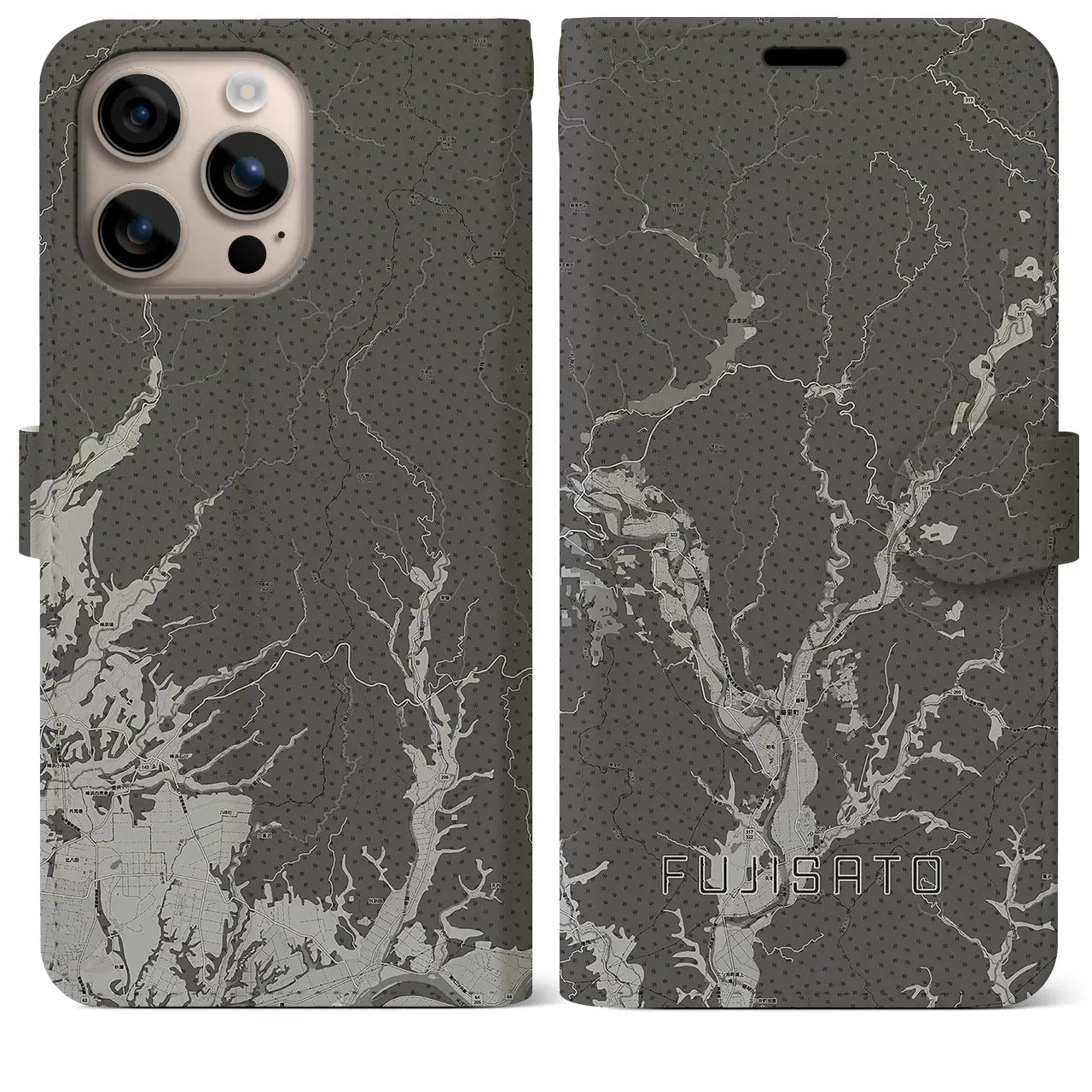 【藤里（秋田県）】地図柄iPhoneケース（手帳タイプ）